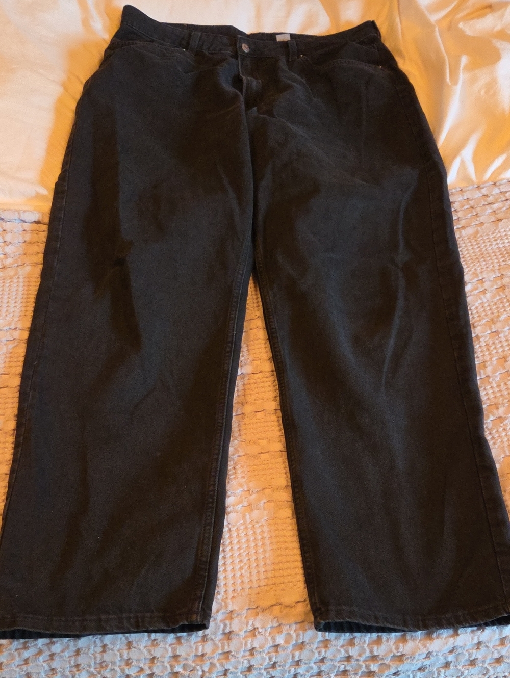 H&m High Waisted Black Relaxed Fit Pants Size 14